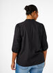 Overhemdblouse met geborduurde bloemen en 3/4 mouwen, Black W. Beige Emb. , Model image number 1