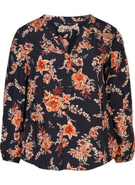 Viscose blouse met bloemenprint, NS w. Red Flower