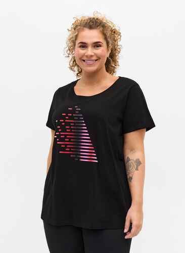 Sport-T-shirt met print, Black Gradiant, Model image number 0