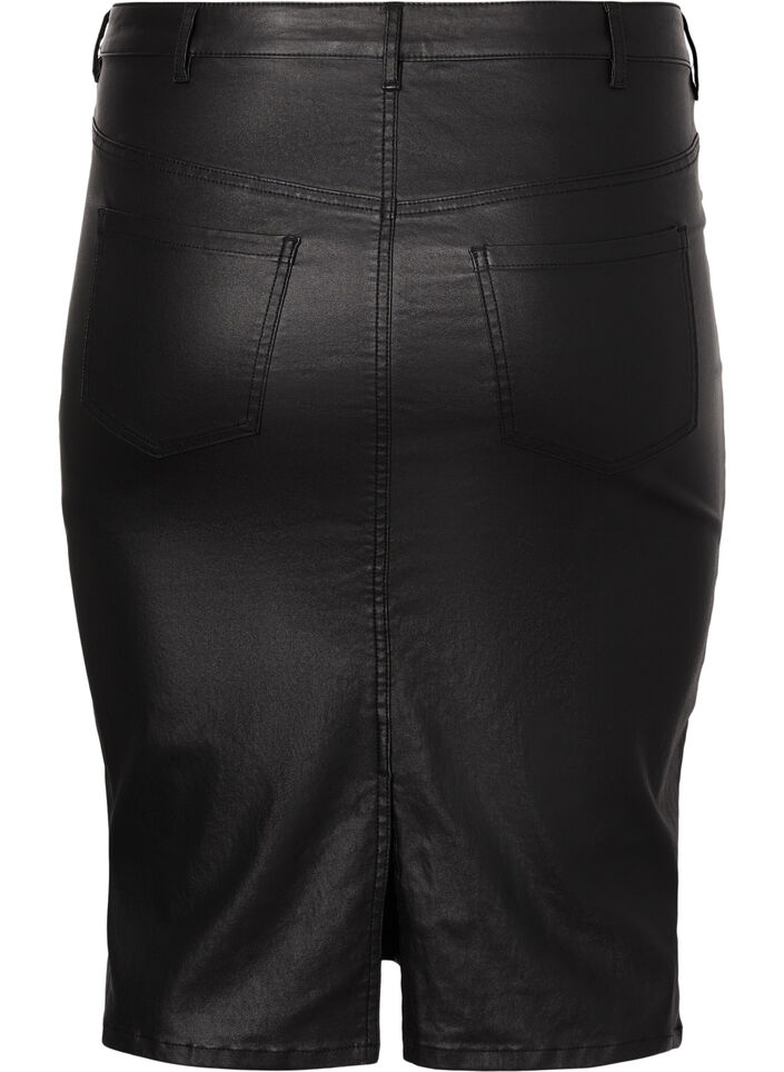 Gecoate rok met split, Black, Packshot image number 1