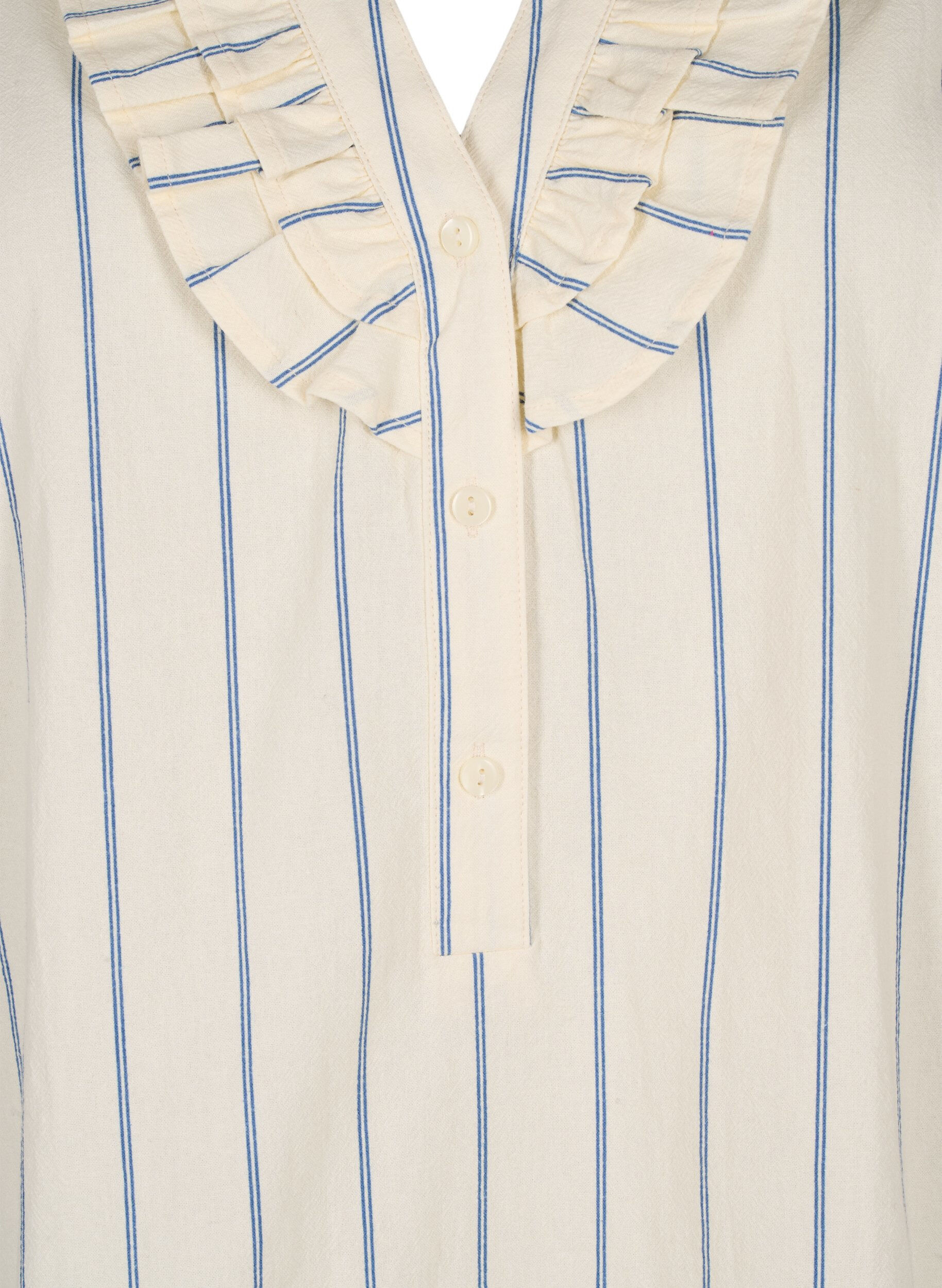 Zizzi Katoenen blouse met 3/4 mouwen en strepen, Eggnog Stripe, Packshot image number 2