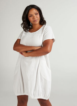 Comfortabele jurk, Bright White, Model image number 0