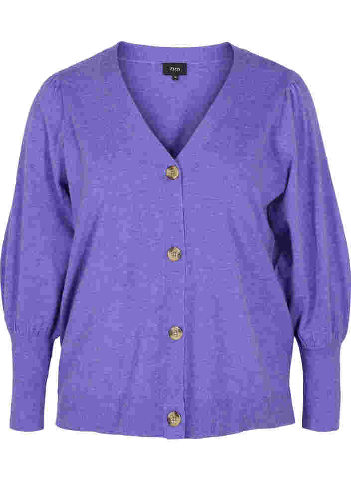 Gebreid vest met knoopsluiting, Purple Opulence Mel., Packshot image number 0