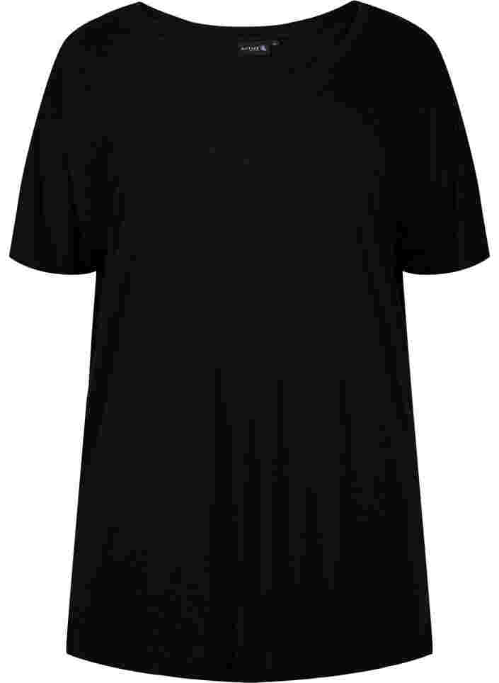 Trainings t-shirt van viscose met ronde hals, Black, Packshot image number 0