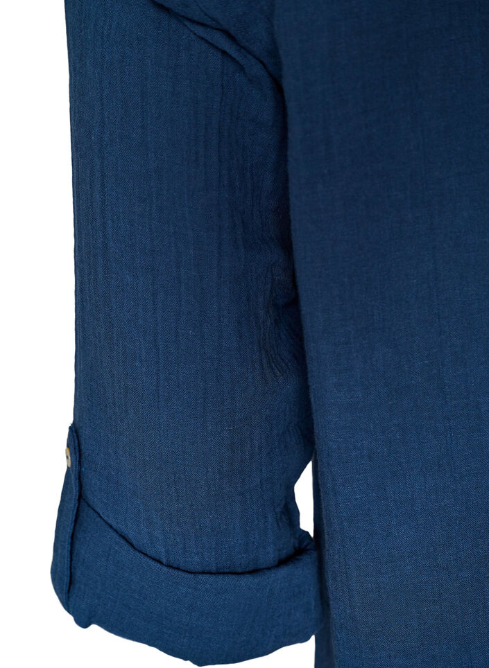 Katoenen mousseline tuniek met broderie anglaise, Blauw, Packshot image number 3