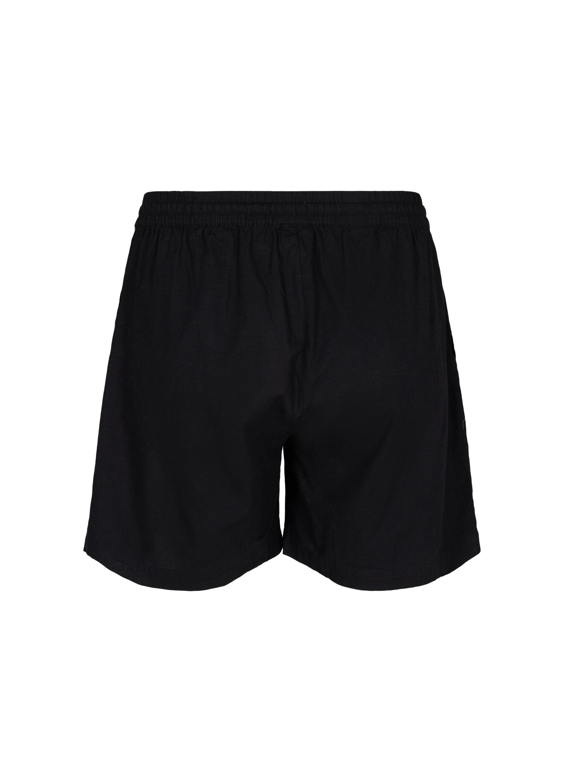 Zizzi Losse shorts in katoenmix met linnen, Black, Packshot image number 1