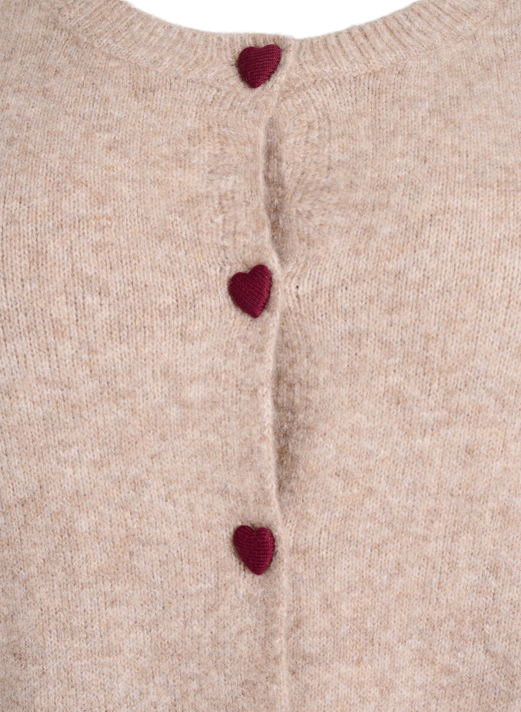 Zizzi Cardigan met hartvormige knopen, Beige, Packshot image number 2