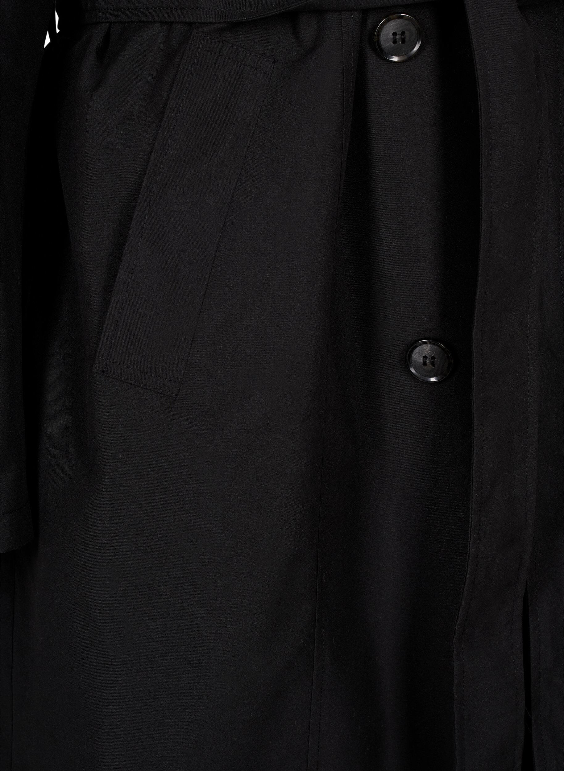 Zizzi Trenchcoat met riem en split, Black, Packshot image number 3
