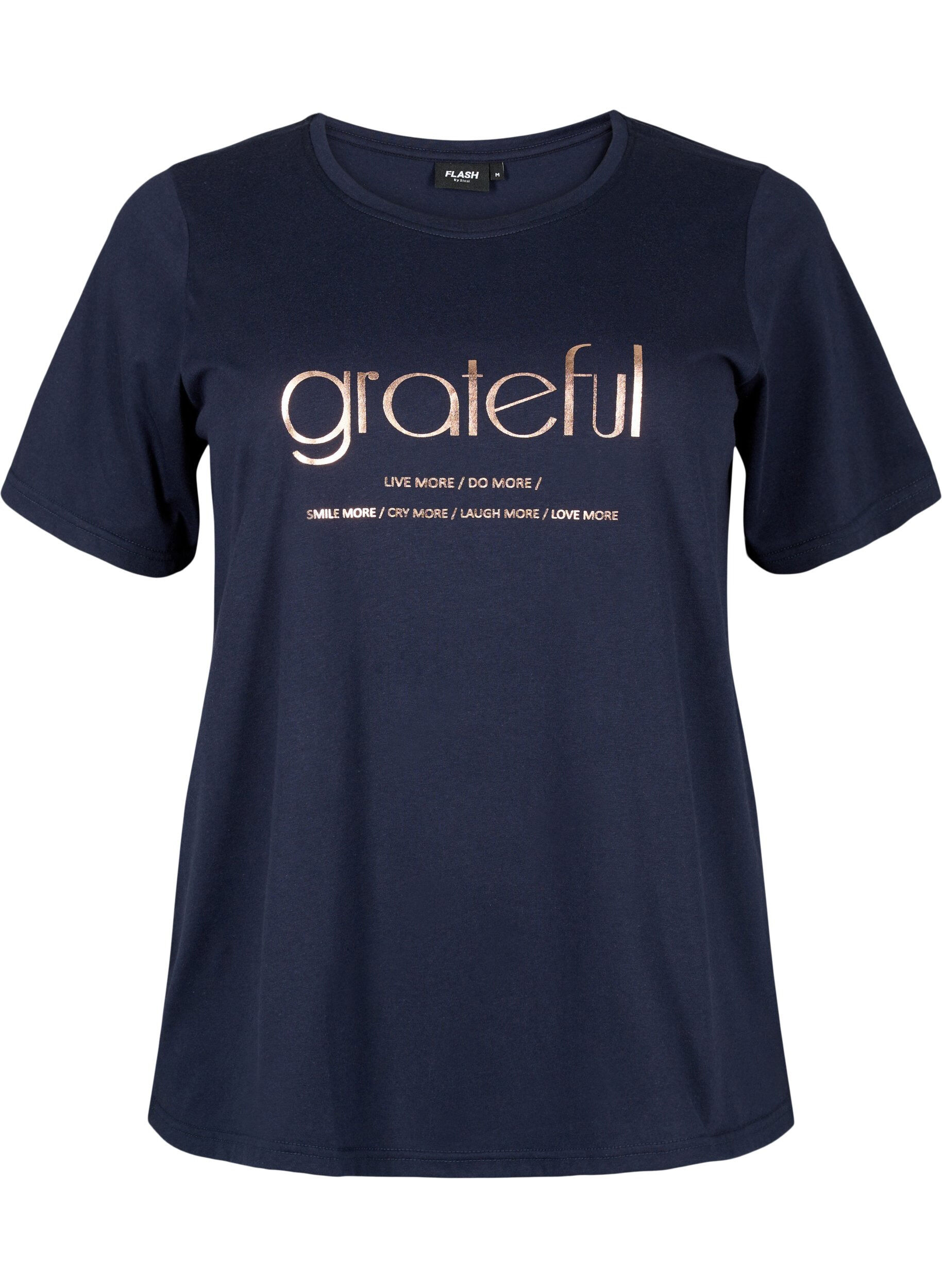 Zizzi FLASH - T-shirt met motief, Navy Bl Rose Gold, Packshot image number 0