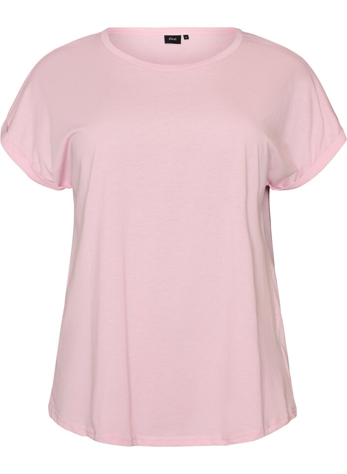 T-shirt met korte mouwen van katoenmix, Roze, Packshot image number 0