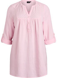 Katoenen mousseline tuniek met broderie anglaise, Roze