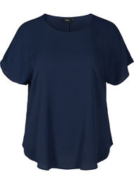 Blouse met korte mouwen en een ronde halslijn, Blauw