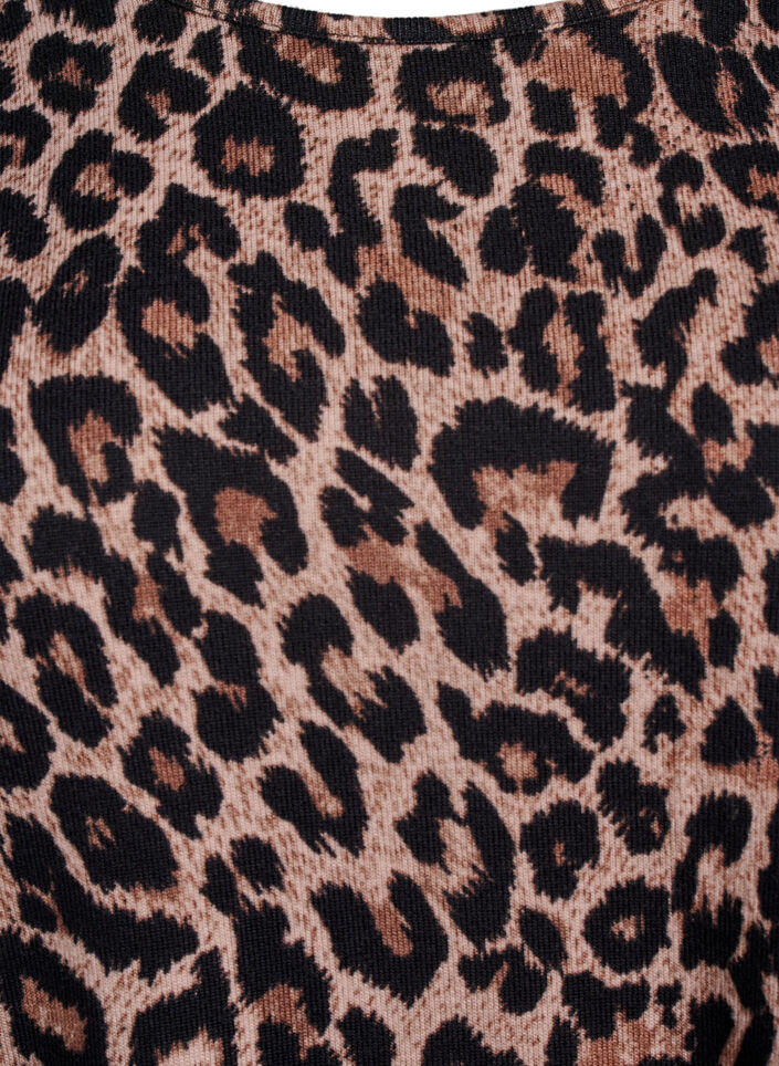 Luipaardprint blouse met lange mouwen, Bruin, Packshot image number 2