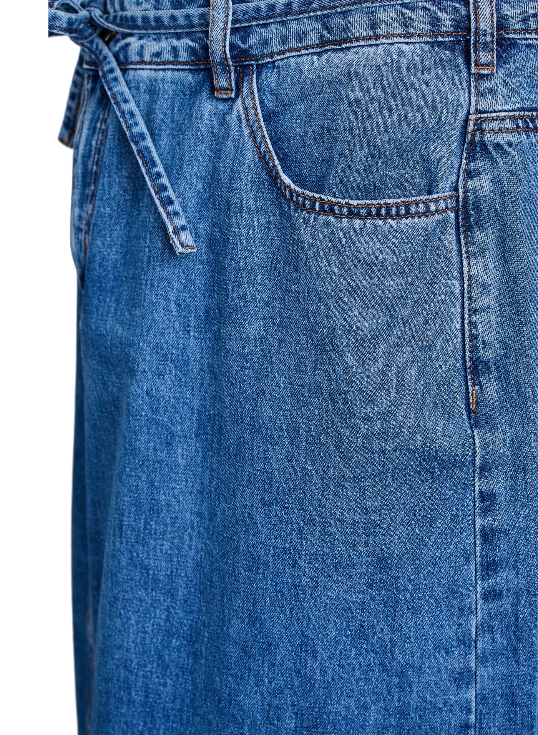 Zizzi Denim maxirok met strikceintuur, Blue Denim, Packshot image number 3