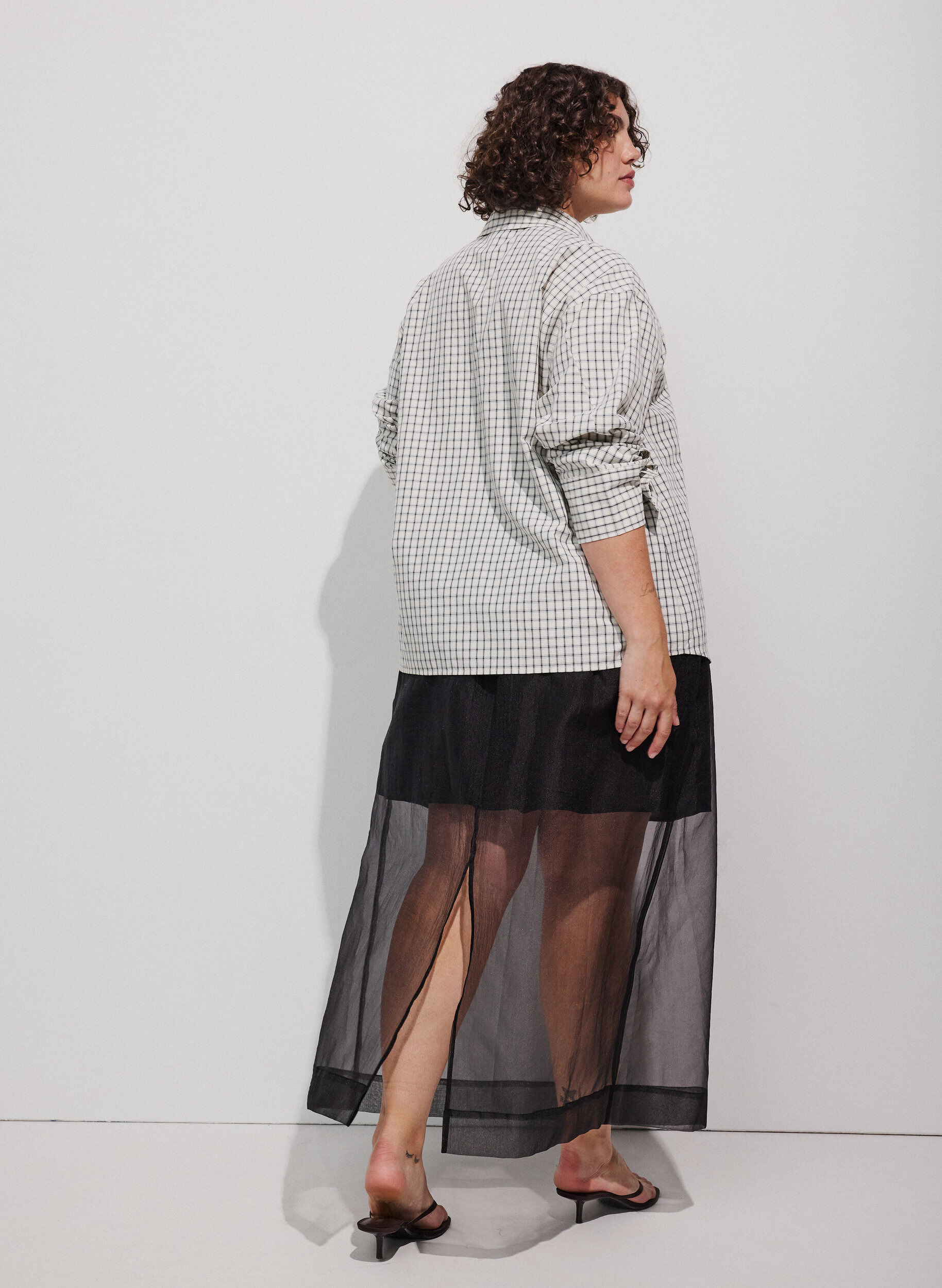 ZizziLange rok in organza-look, Zwart, Model image number 2