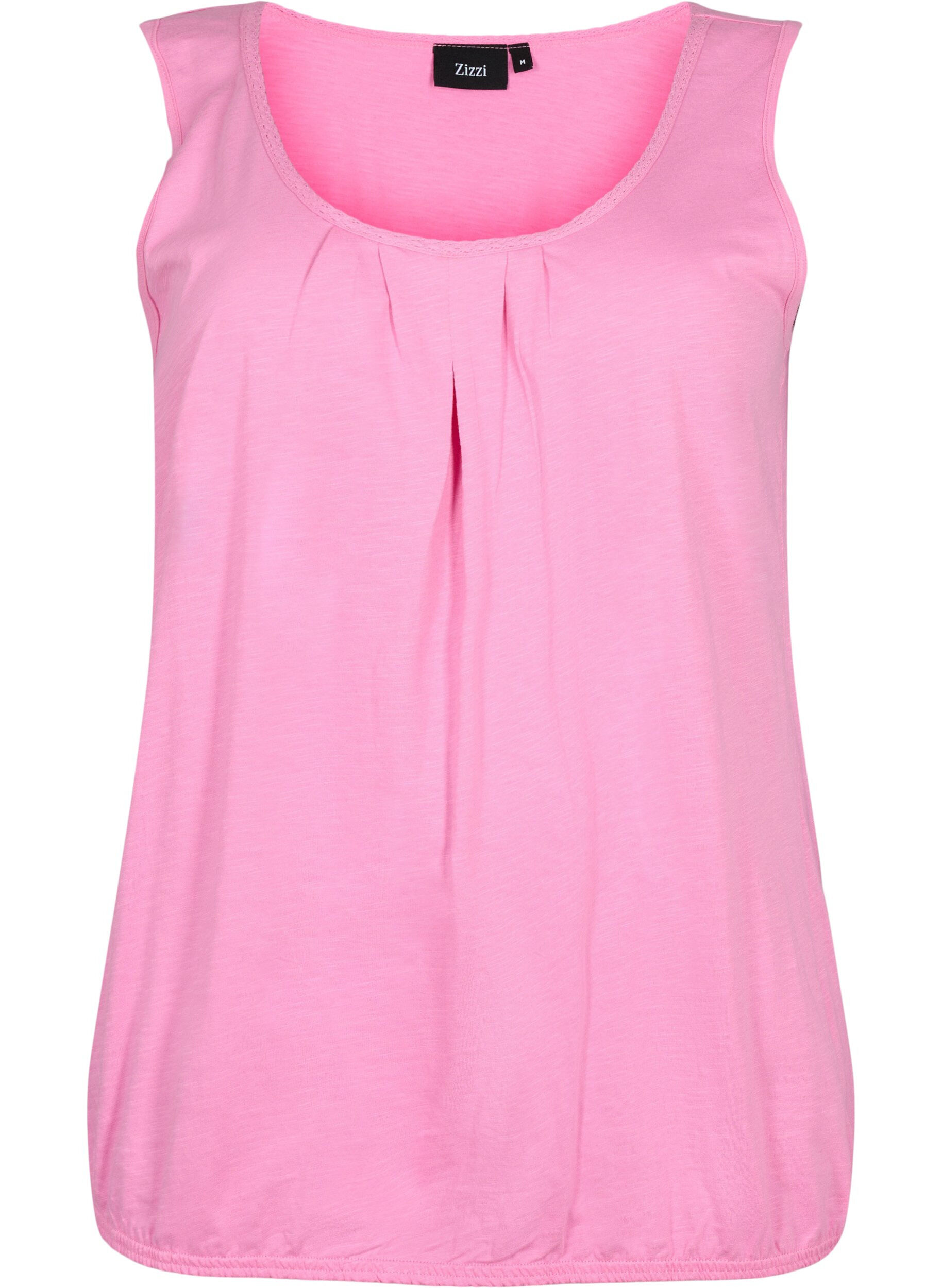 Zizzi 2-pack katoenen topje met kanten randje, Rosebloom / Black, Packshot image number 2