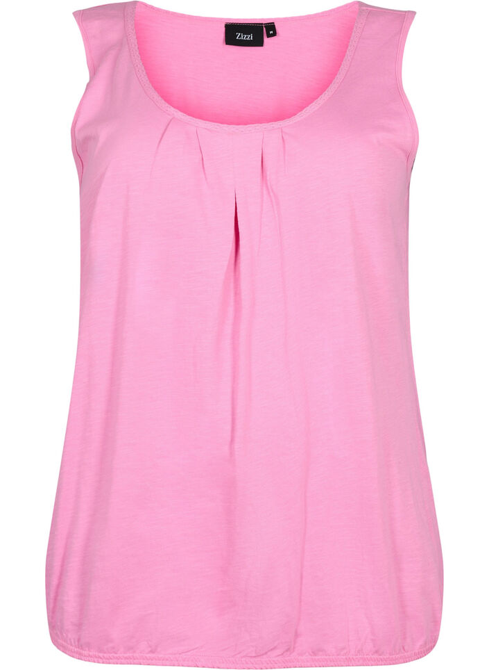 2-pack katoenen topje met kanten randje, Rosebloom / Black, Packshot image number 2