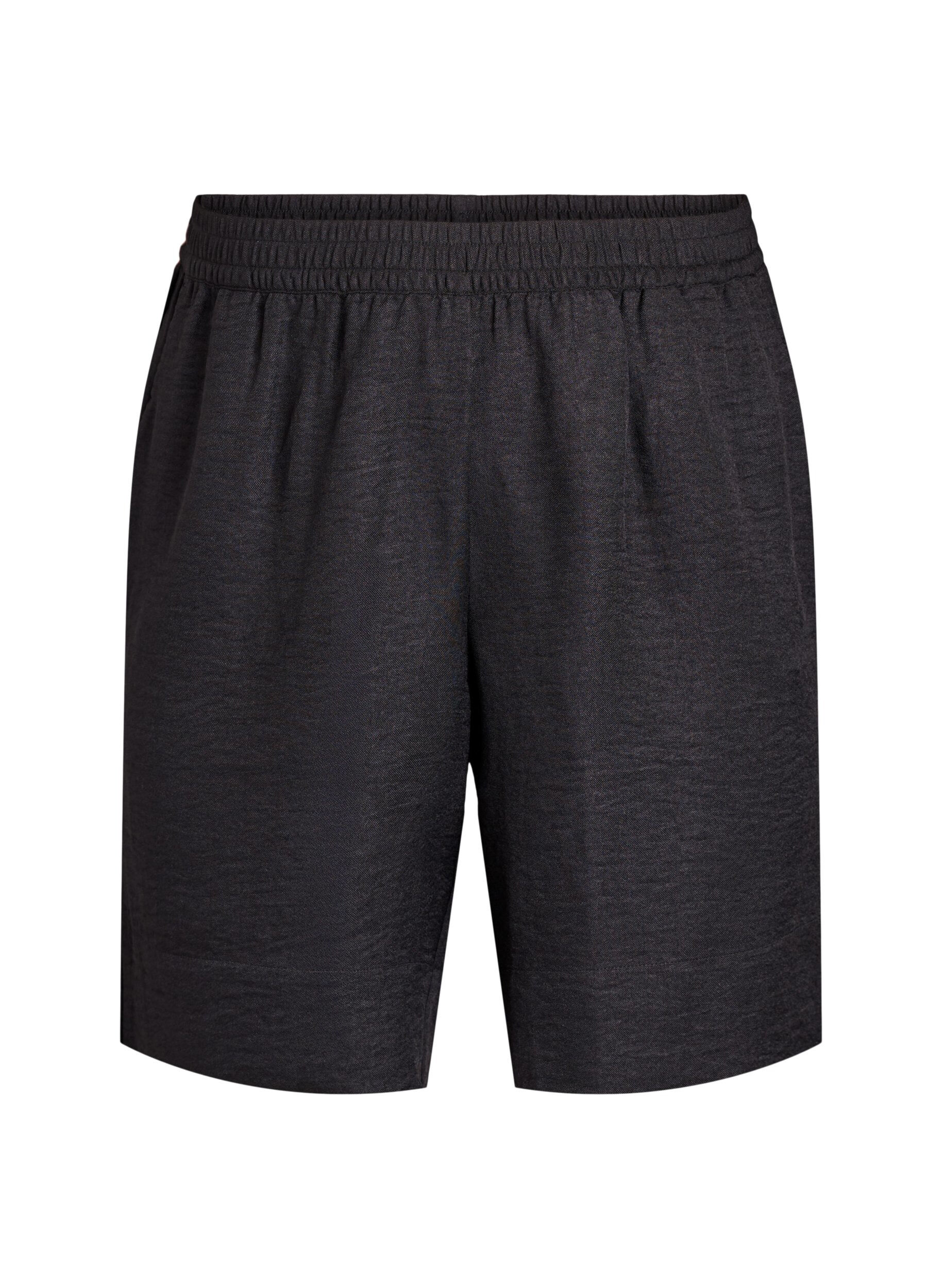ZizziKorte broek met zakken en hoge taille, Zwart, Packshot image number 0