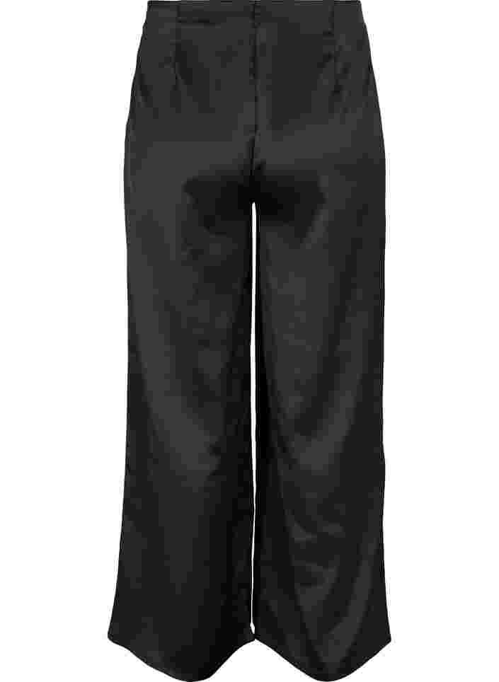 Satijnen broek met wijdte, Black, Packshot image number 1