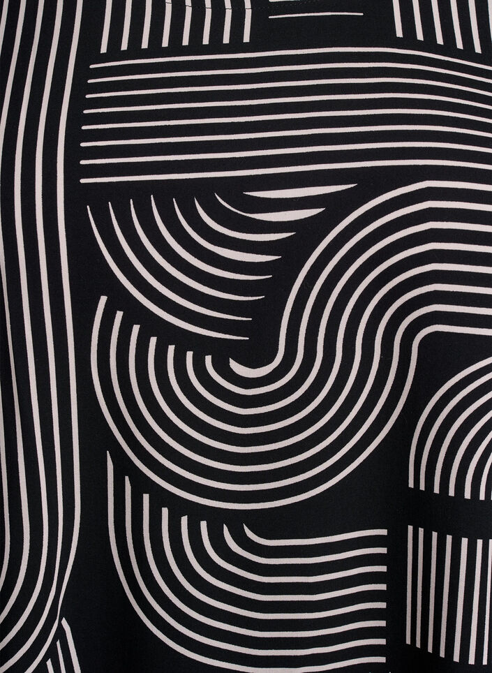 FLASH - Viscose blouse met korte mouwen en print, Zwart, Packshot image number 2