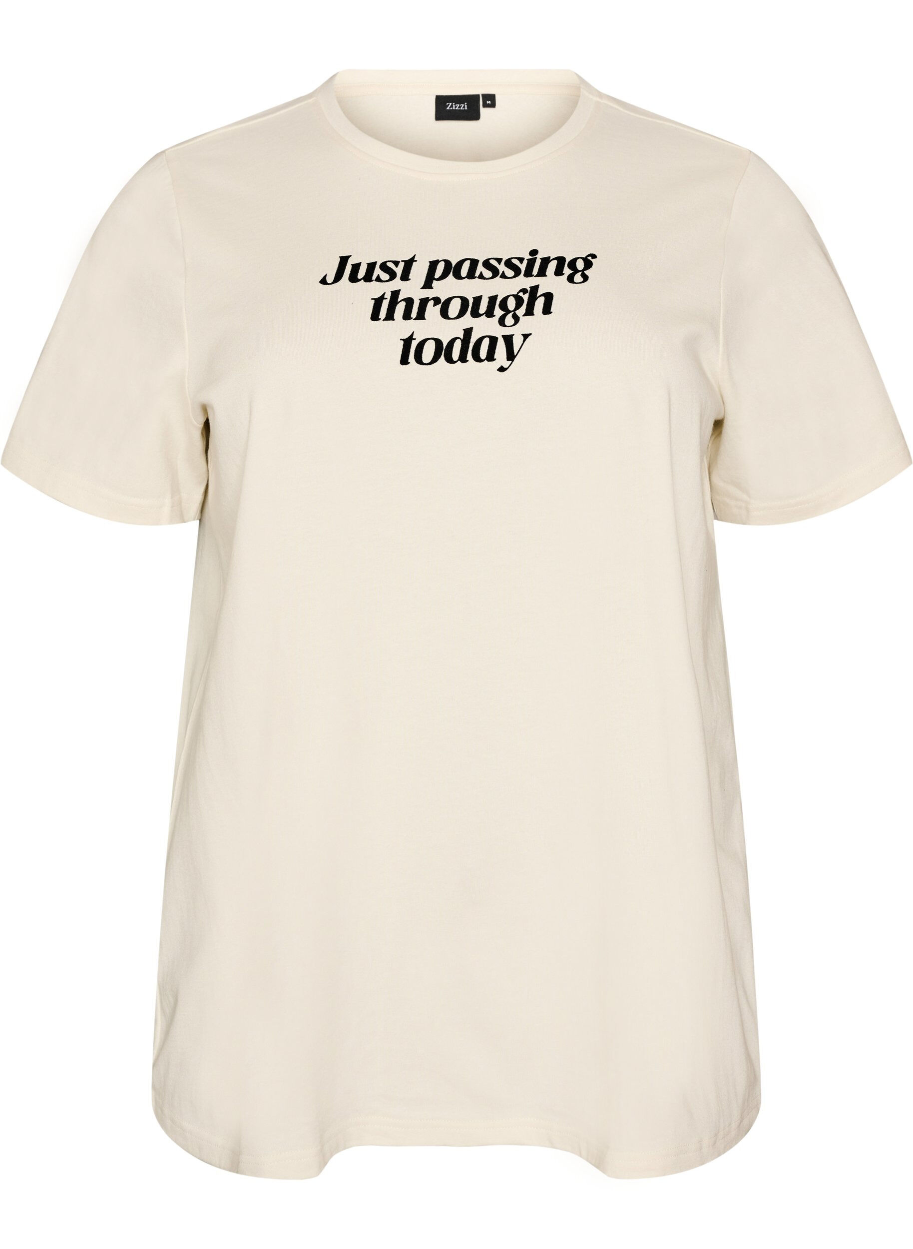 ZizziKatoenen T-shirt met tekstprint, Wit, Packshot image number 0