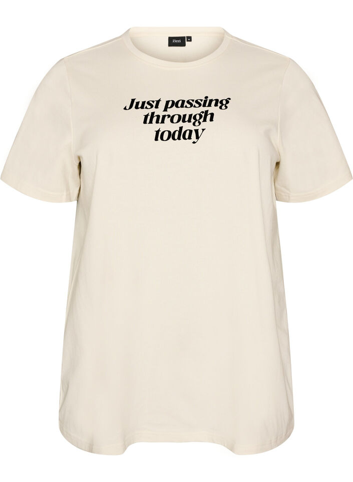 Katoenen T-shirt met tekstprint, Wit, Packshot image number 0