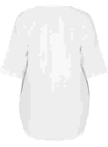 3/4 mouw tuniek in katoen, Bright White, Packshot image number 1