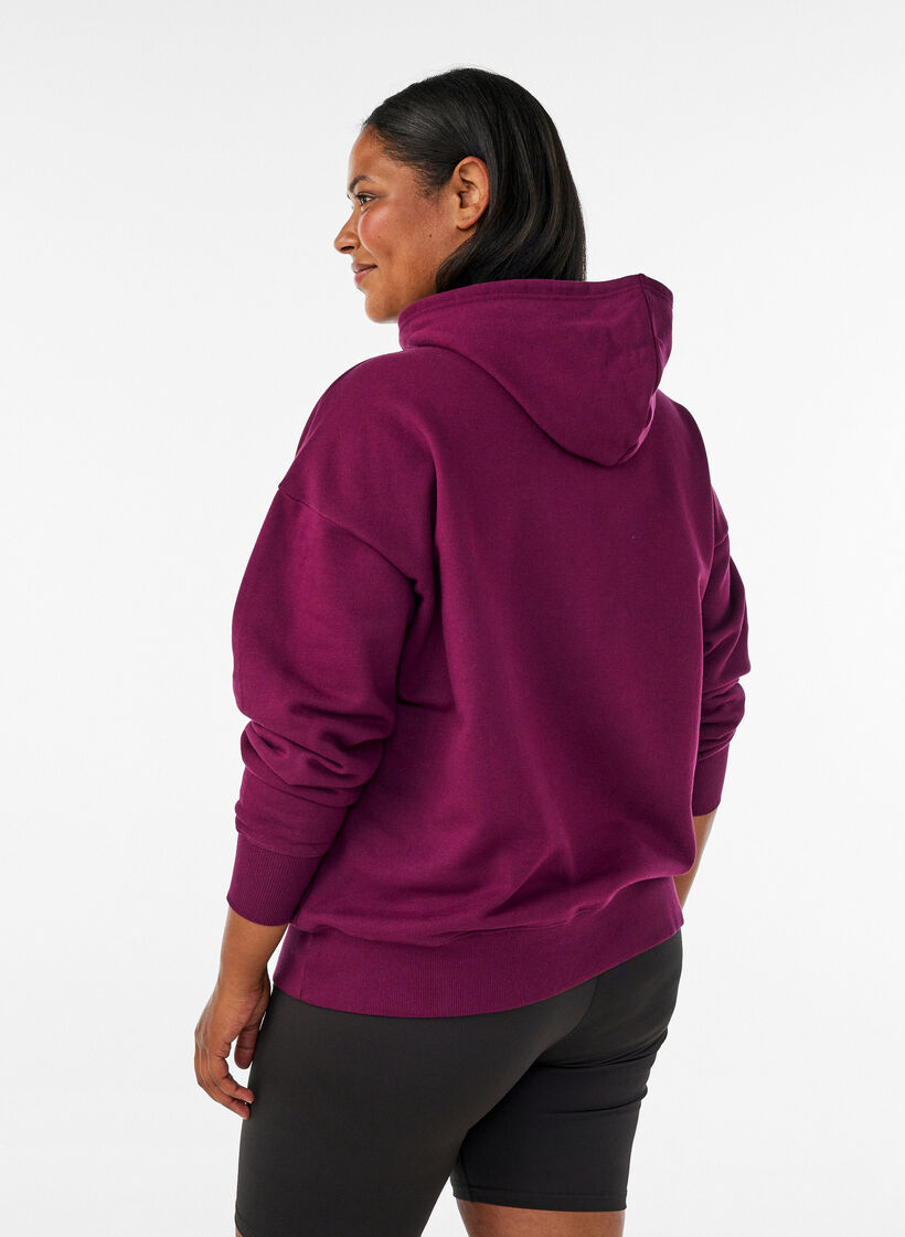 Hoodie met borstprint, Paars, Model image number 2
