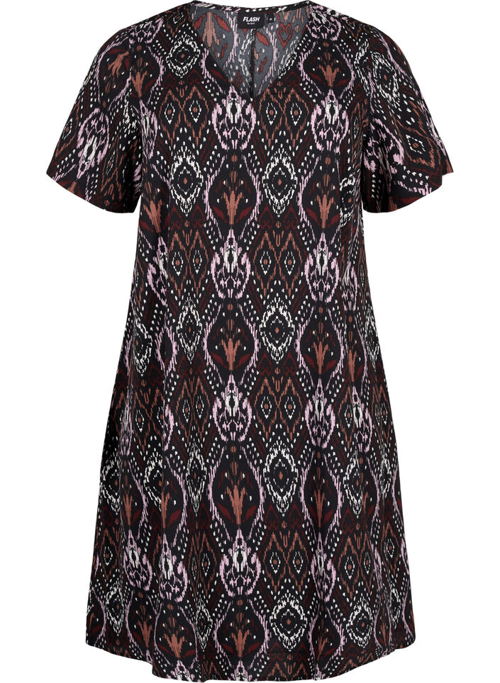 FLASH - Jurk met V-hals en print, Black Rose Ethnic, Packshot image number 0