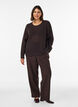 Gebreide blouse met een opengewerkt structuurpatroon, Bruin, Model image number 1