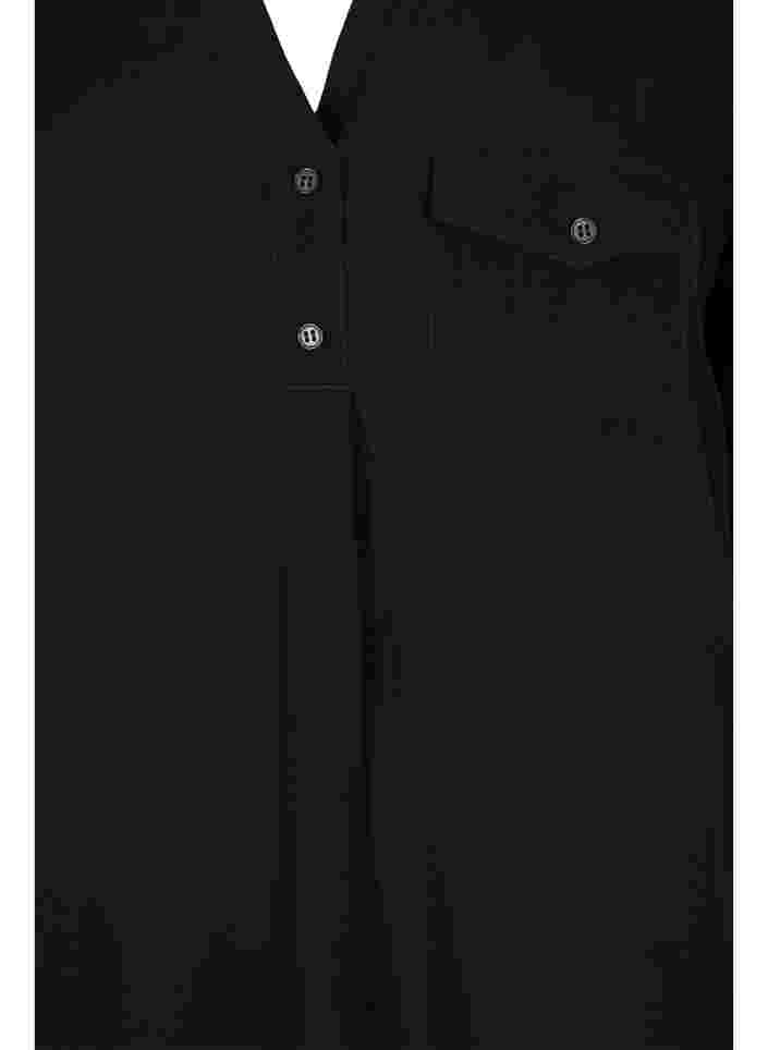 Tuniek met korte mouwen in viscose, Black, Packshot image number 2