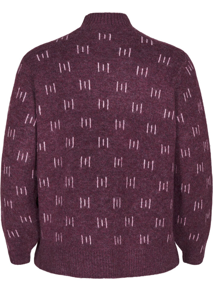 Gebreide blouse met hoge hals en patroon, Potent P. Mel. Comb, Packshot image number 1