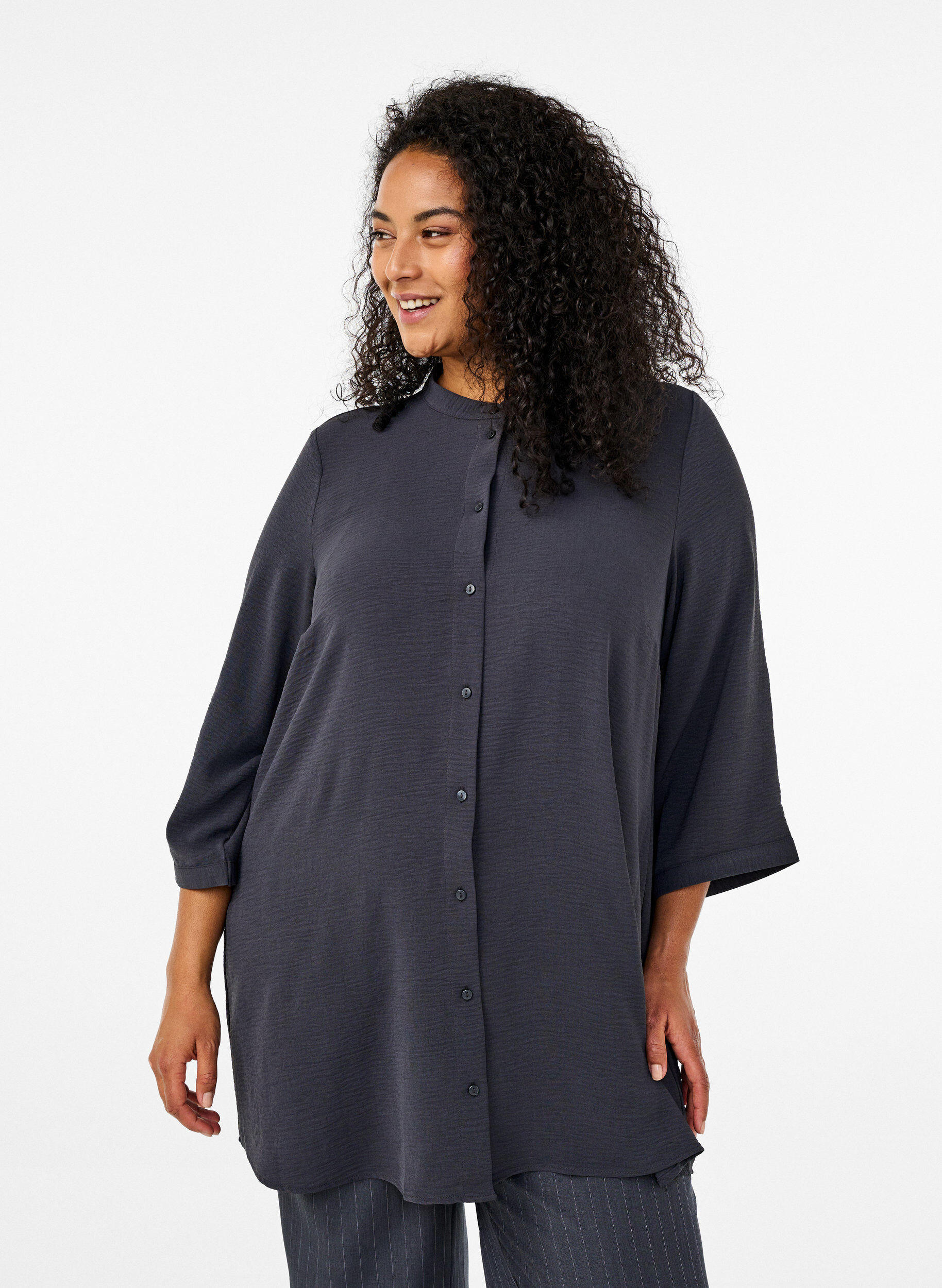 Zizzi Tuniek met 3/4 mouwen, Grijs, Model image number 0