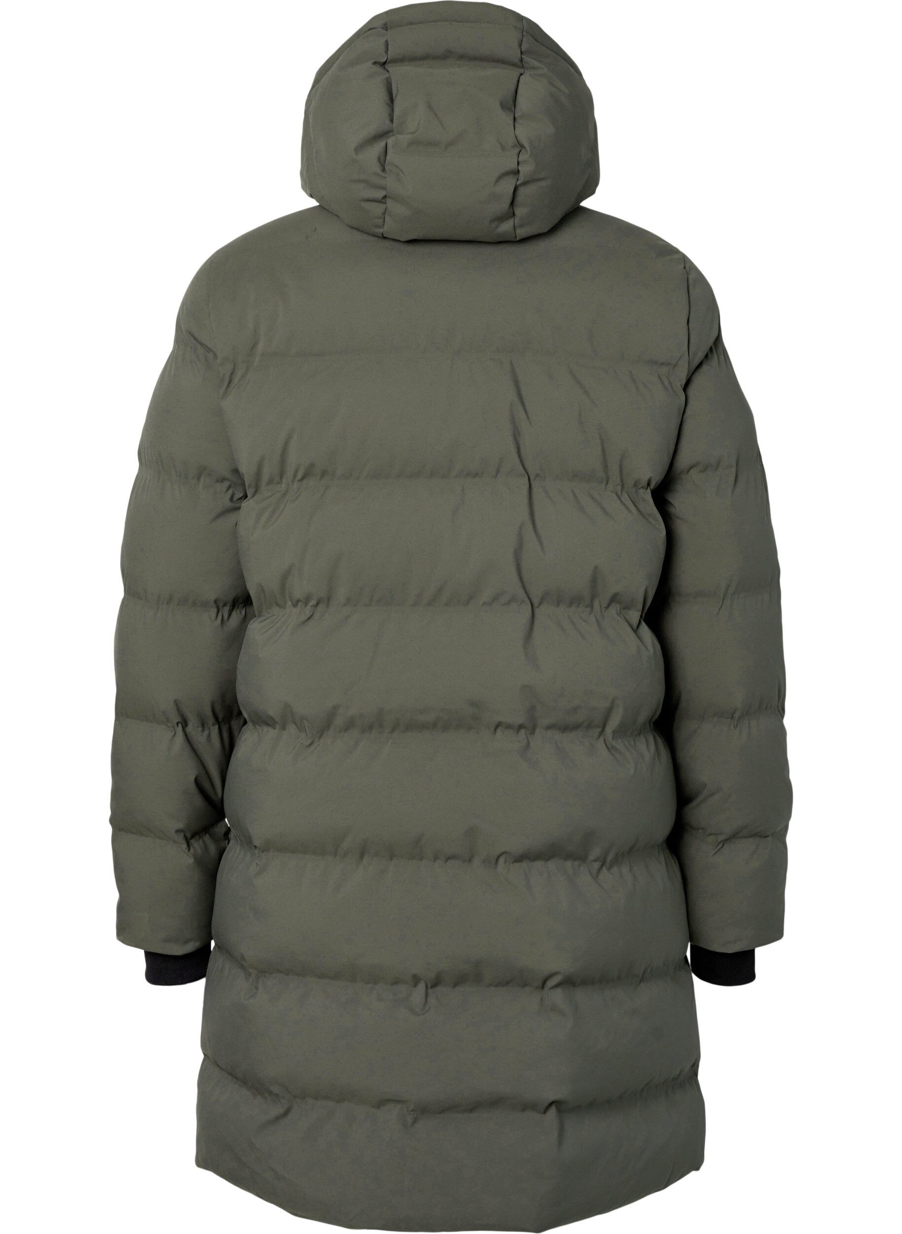 ZizziPufferjas met capuchon en zakken, Groen, Packshot image number 1