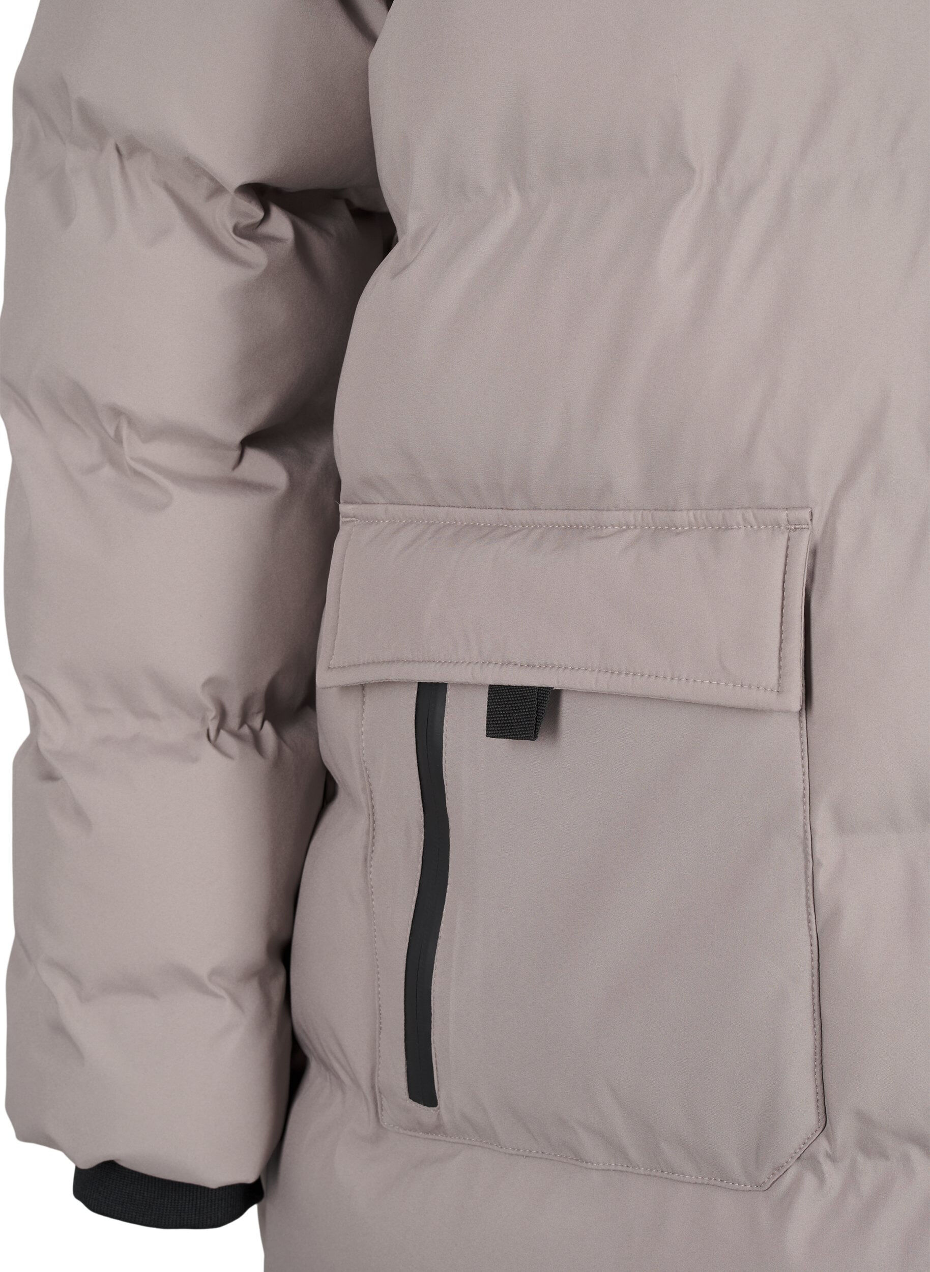 Zizzi Pufferjas met capuchon en zakken, Beige, Packshot image number 3