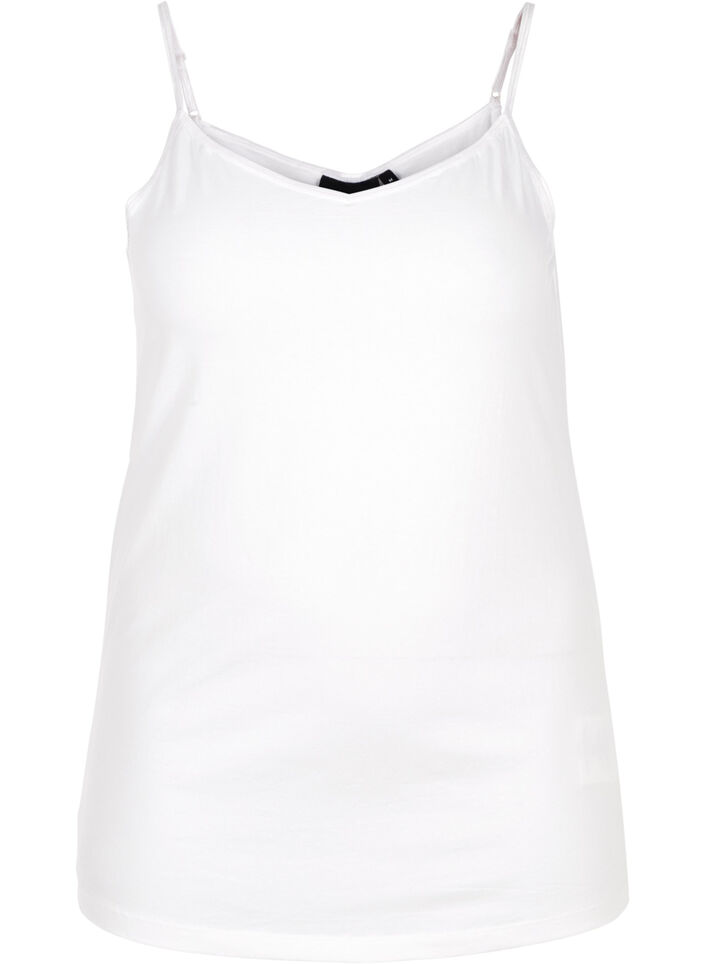 Basic strop top in katoen, Wit, Packshot image number 0