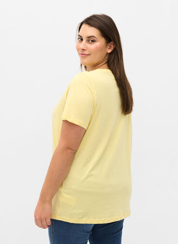 Katoenen t-shirt met print, Pale Banana Shine, Model image number 1