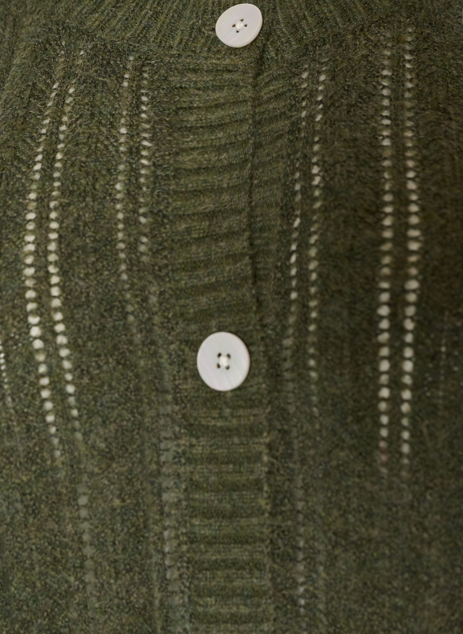 ZizziGebreide vest met opengewerkt patroon, Groen, Packshot image number 2