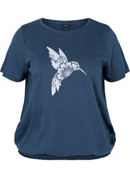 Biologisch katoenen t-shirt met smock, NavyBlazer Acid Bird