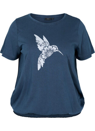 Biologisch katoenen t-shirt met smock, NavyBlazer Acid Bird, Packshot image number 0
