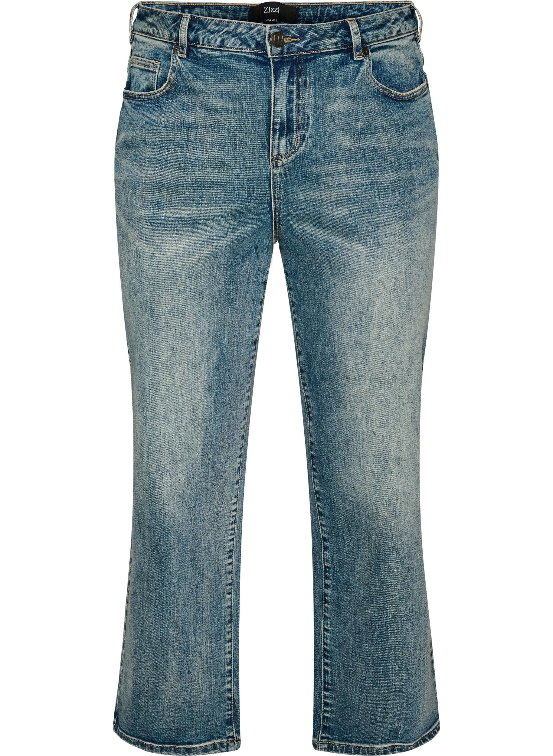 ZizziKiana straight-fit jeans met een licht versleten look, Blauw, Packshot image number 0