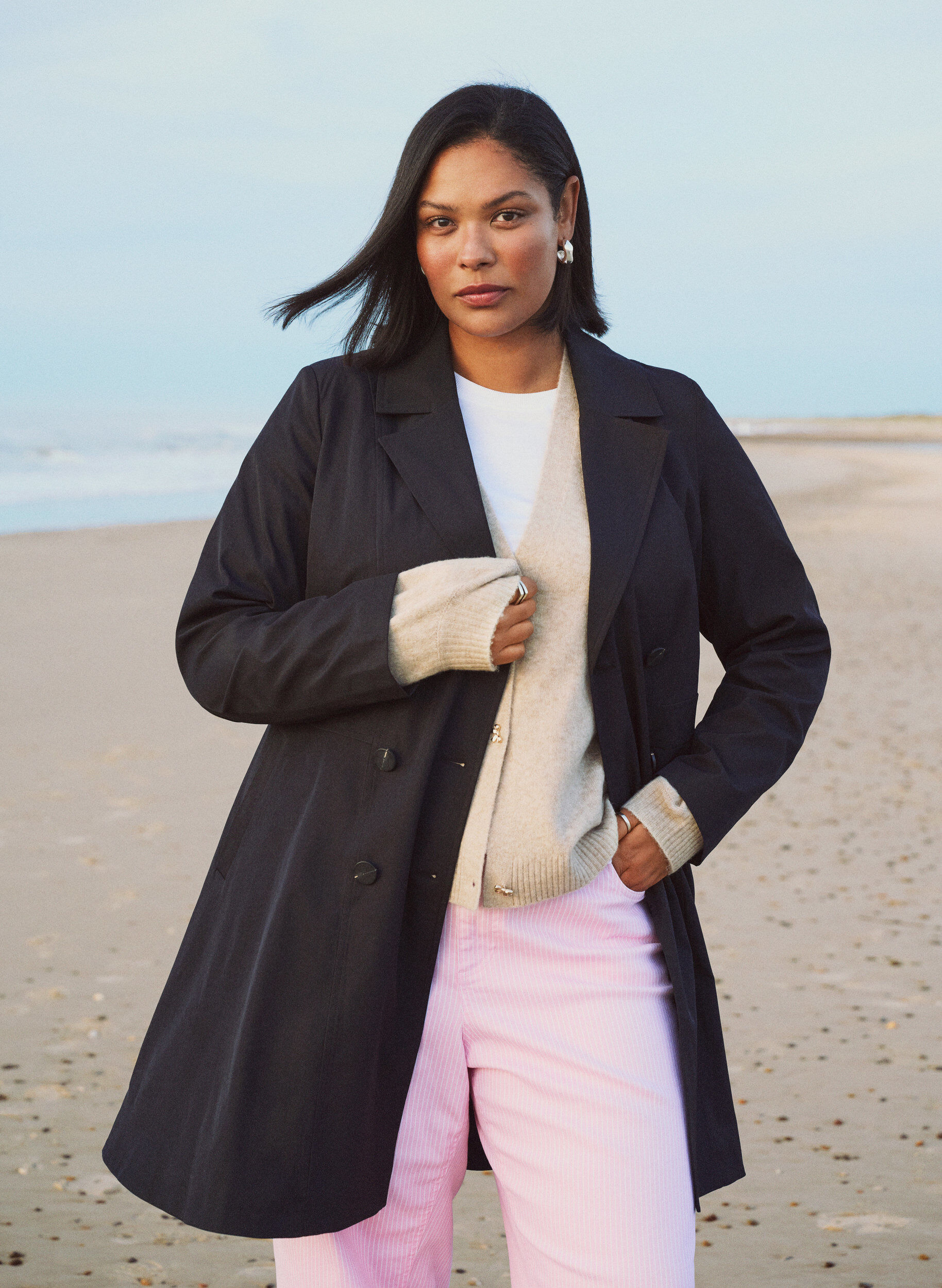 A-lijn lentejas met dubbele knoopsluiting