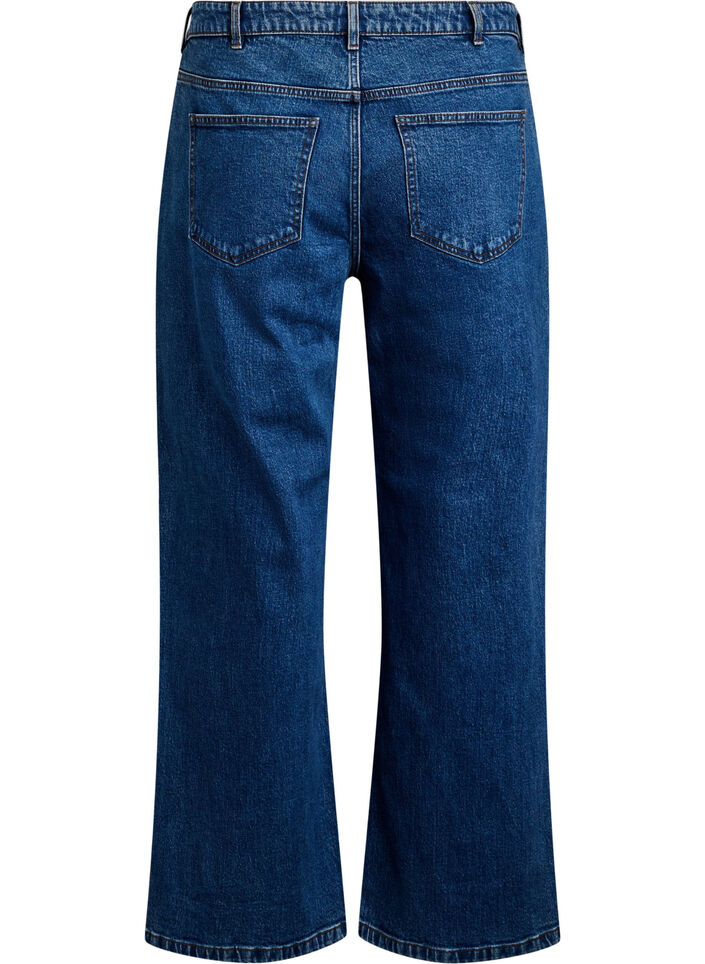 Wide-leg jeans met hoge taille, Blauw, Packshot image number 1