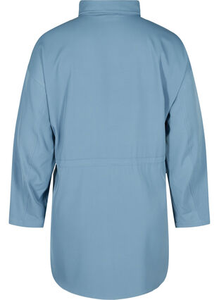 Blouse jas met lange mouwen, koordsluiting en zakken, Blue Shadow, Packshot image number 1