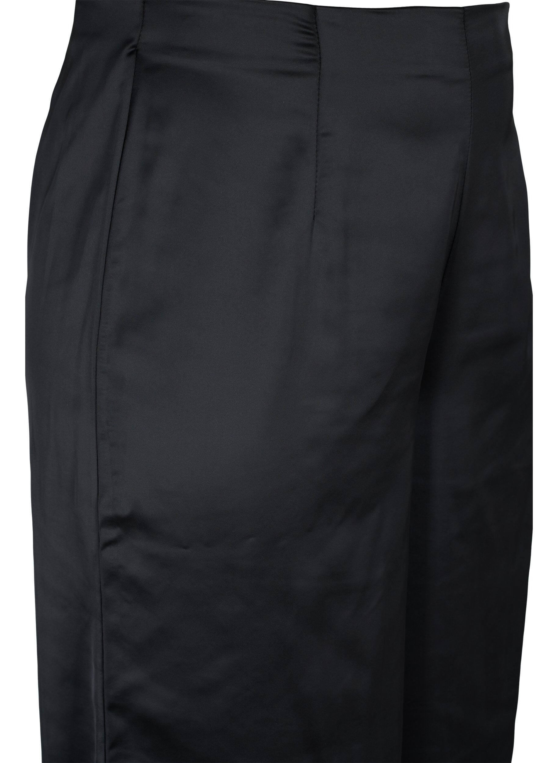 Zizzi Satijnen broek met wijdte, Black, Packshot image number 2