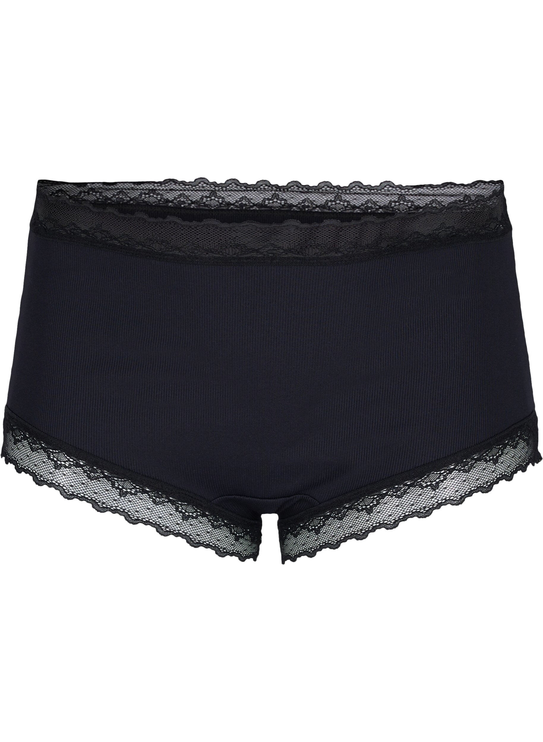 Zizzi High waisted hipsterslip met kant, Black, Packshot image number 0