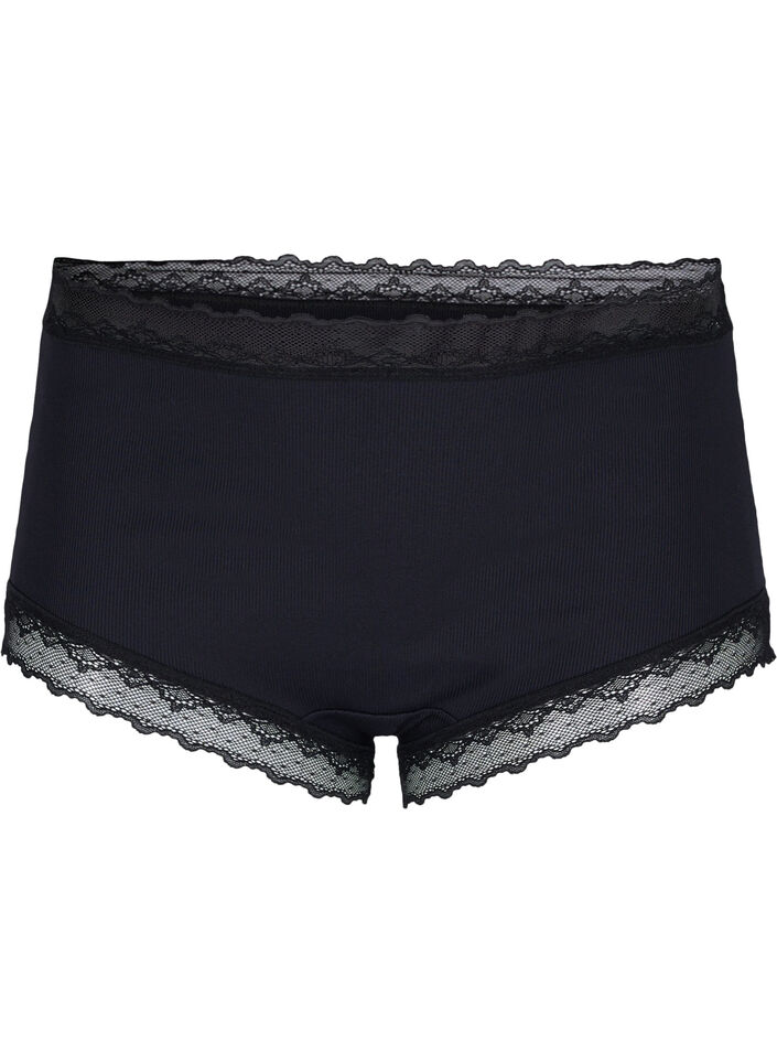 High waisted hipsterslip met kant, Black, Packshot image number 0