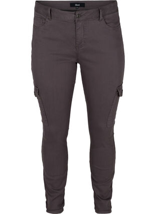 Nauwsluitende broek met zakken, Grey, Packshot image number 0