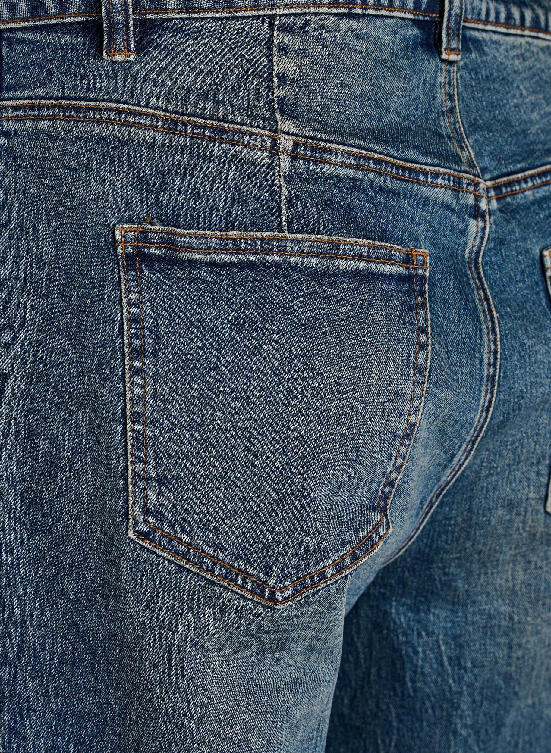 ZizziBarrel-fit jeans met een distressed wash, Blauw, Packshot image number 4