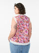 Mouwloze katoenen blouse met bloemenprint en broderie anglaise, Roze, Model image number 2